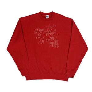 Vintage 90s Pro Player red Santa I Want it All Christmas crewneck women XL